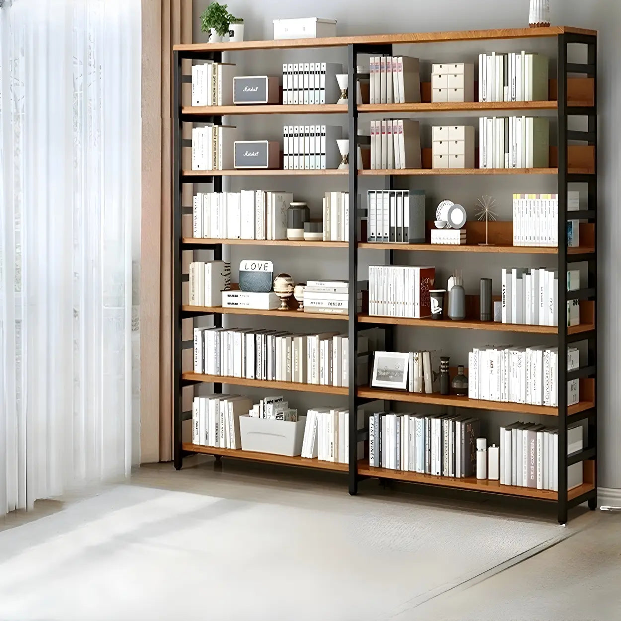 Industrial Metal Open-Back Bookcase