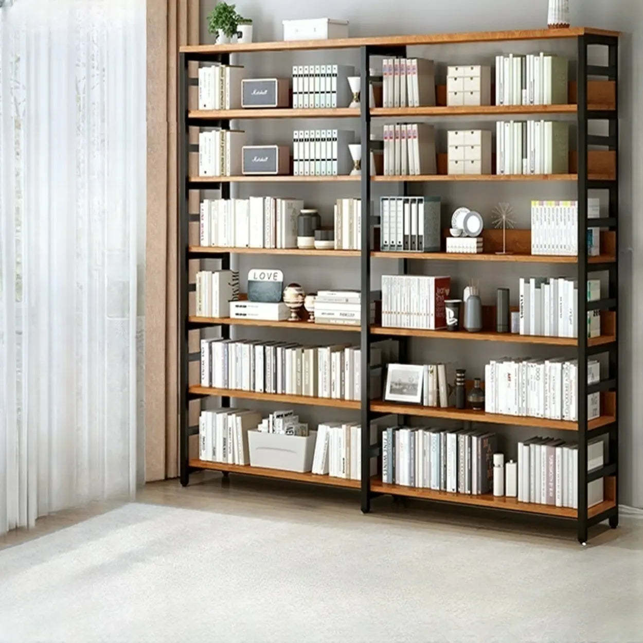 Industrial Metal Open-Back Bookcase