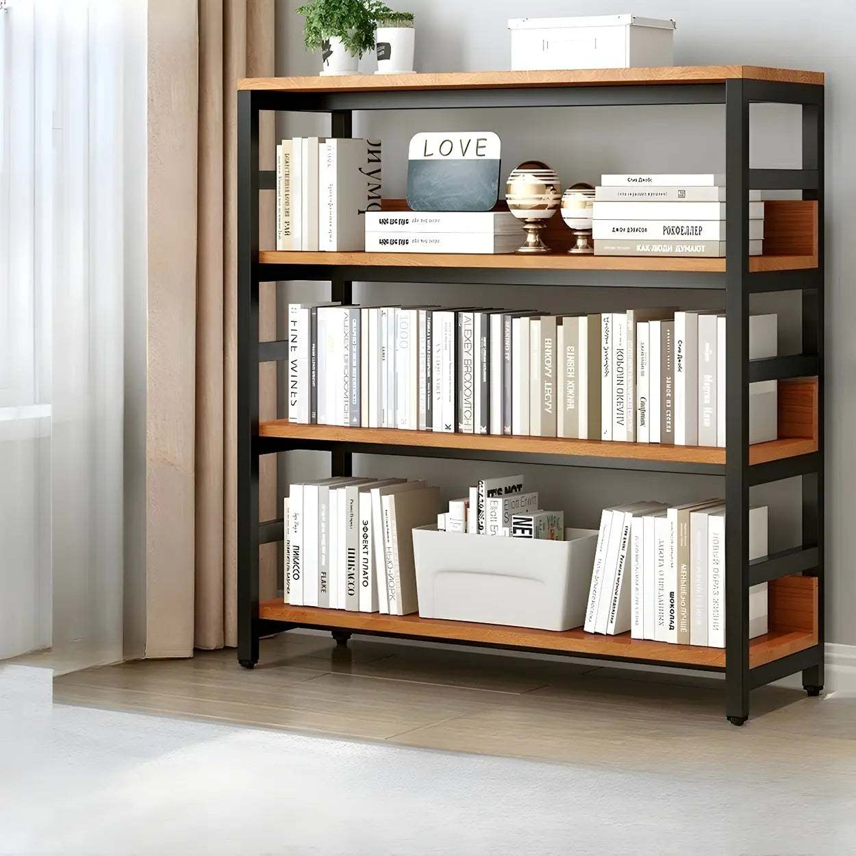Industrial Metal Open-Back Bookcase