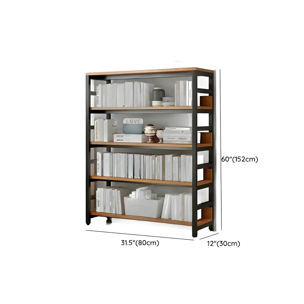 Industrial Metal Open-Back Bookcase