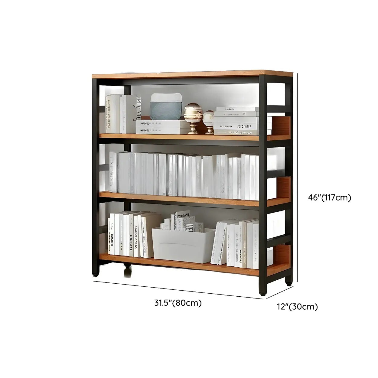 Industrial Metal Open-Back Bookcase