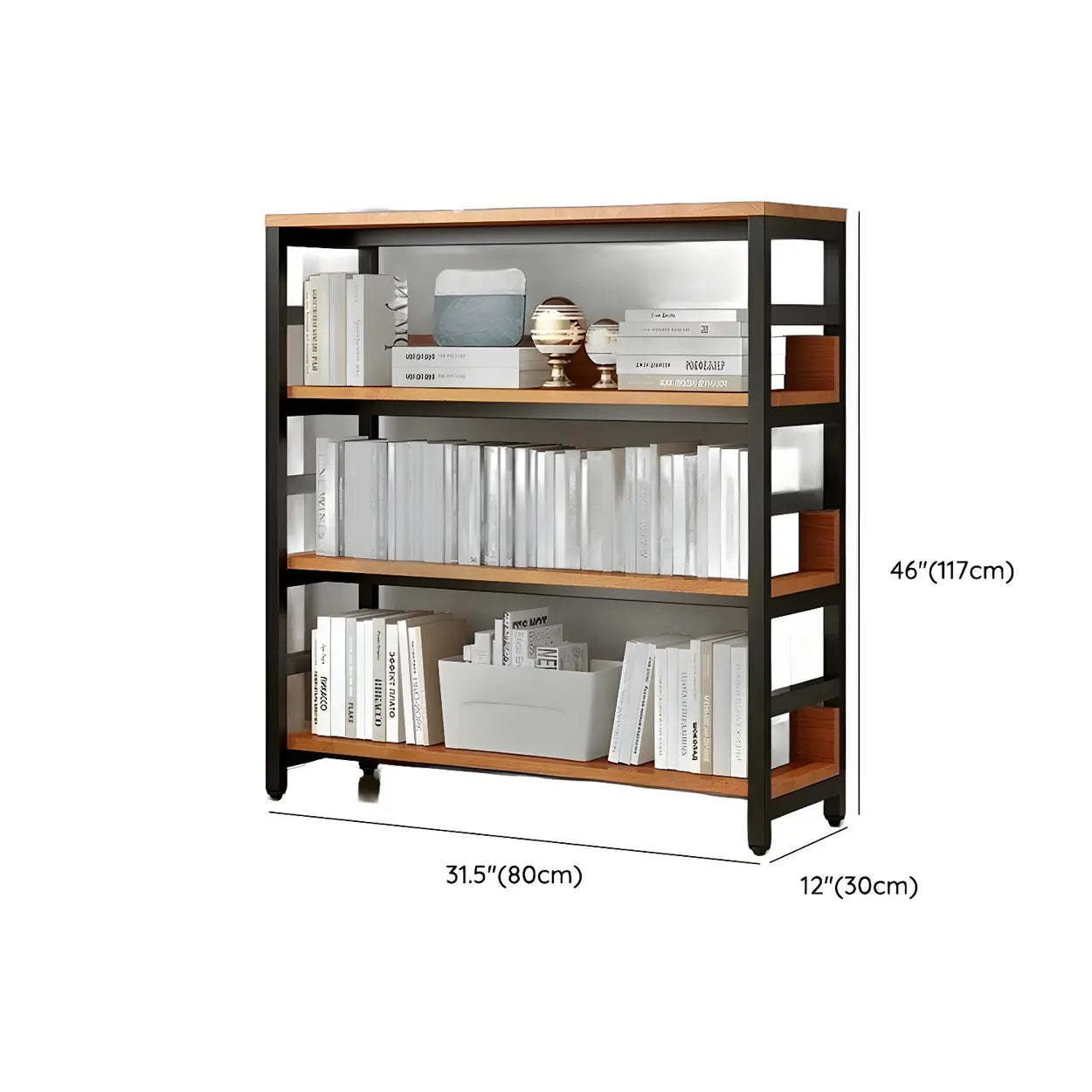 Industrial Metal Open-Back Bookcase