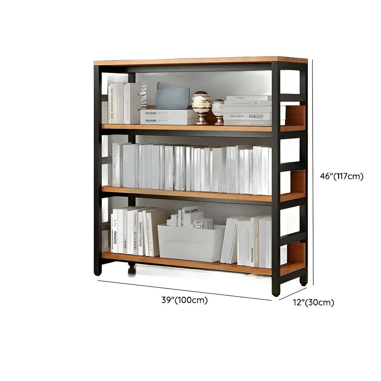 Industrial Metal Open-Back Bookcase