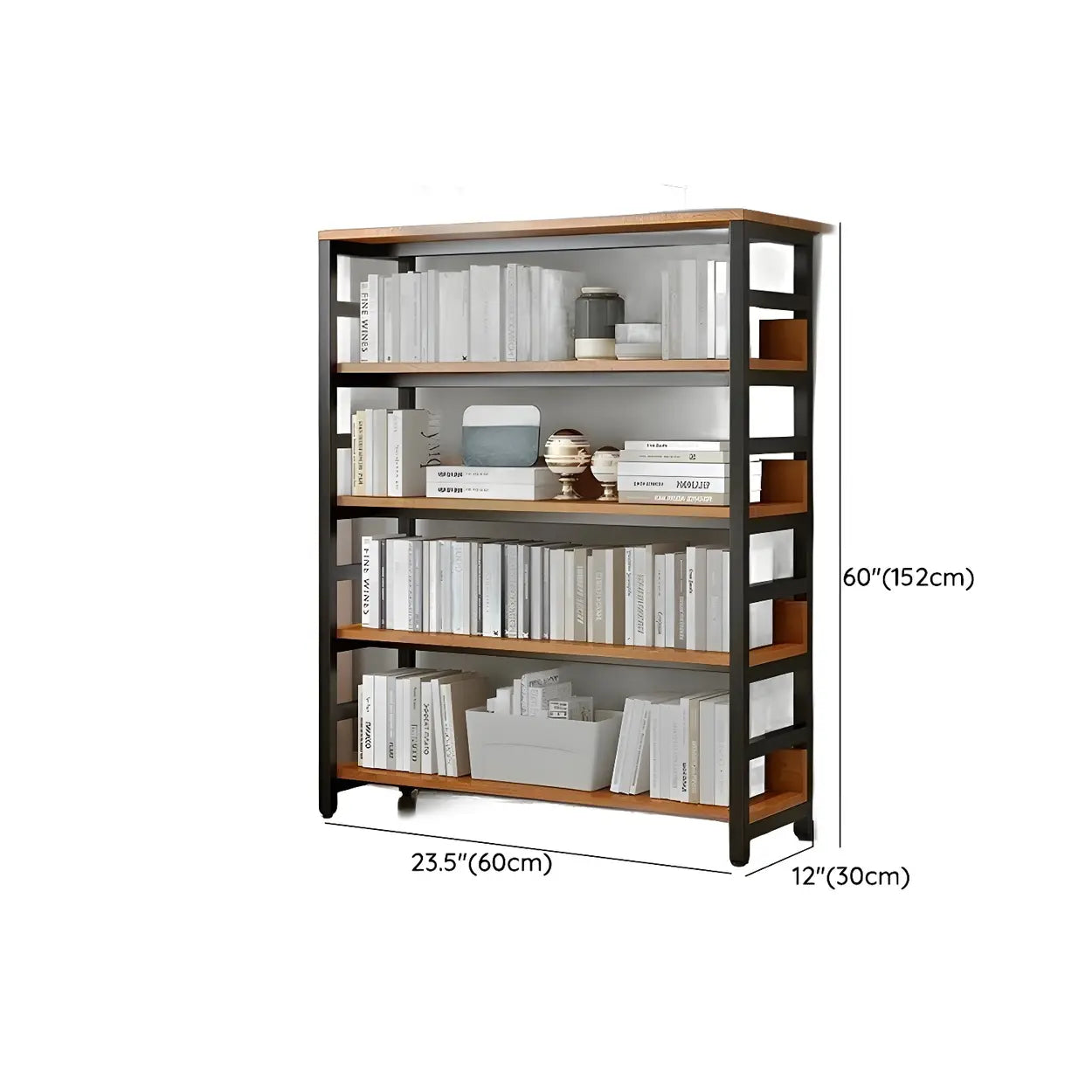 Industrial Metal Open-Back Bookcase