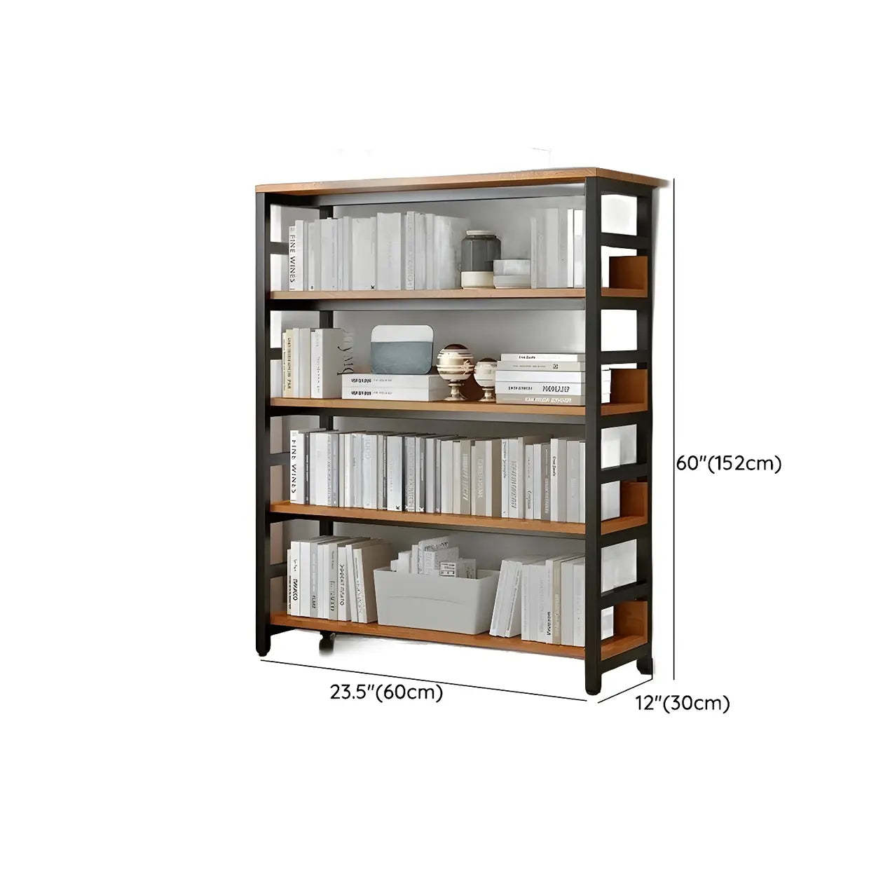 Industrial Metal Open-Back Bookcase