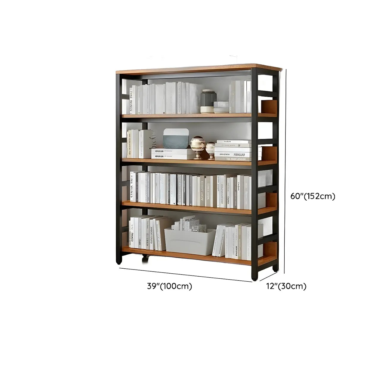 Industrial Metal Open-Back Bookcase