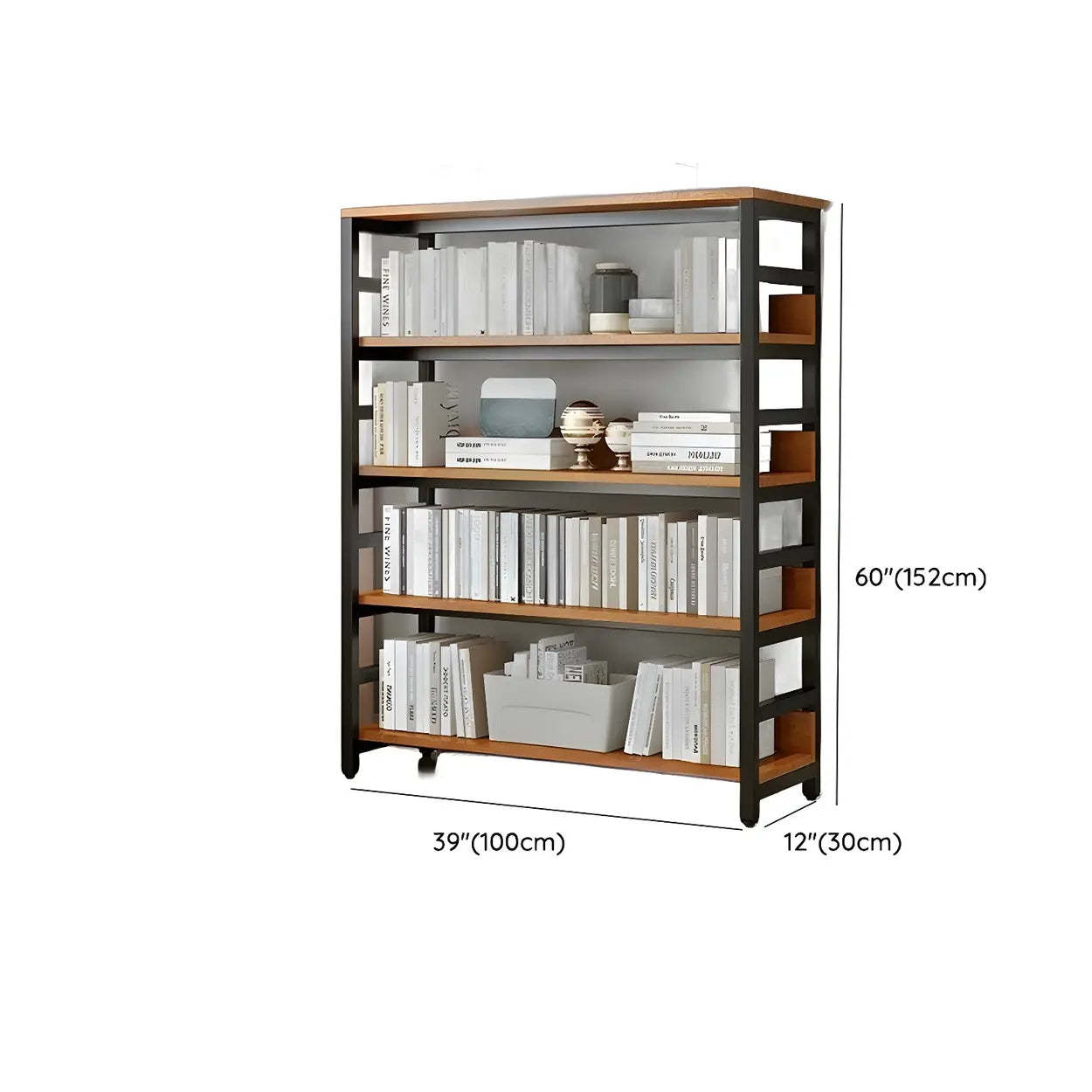 Industrial Metal Open-Back Bookcase