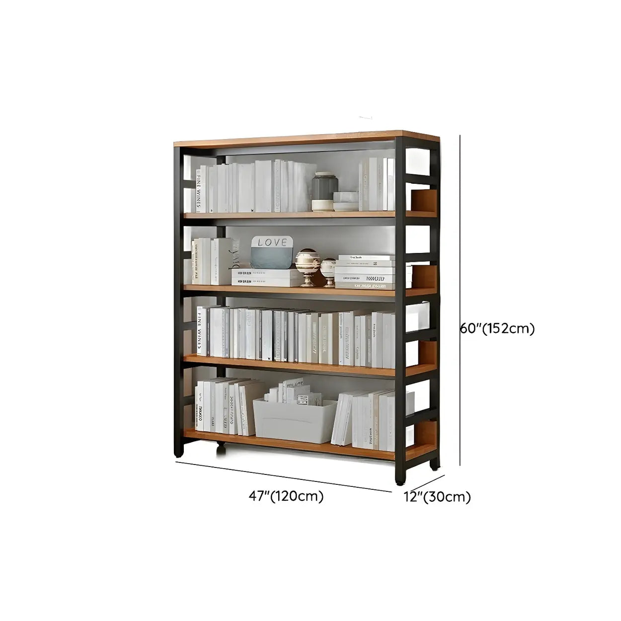 Industrial Metal Open-Back Bookcase