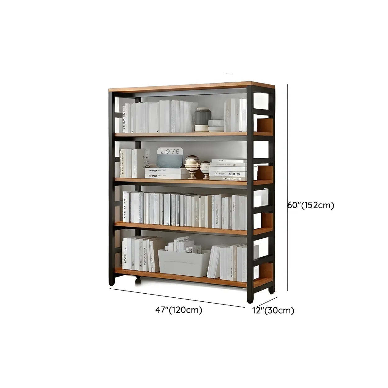 Industrial Metal Open-Back Bookcase