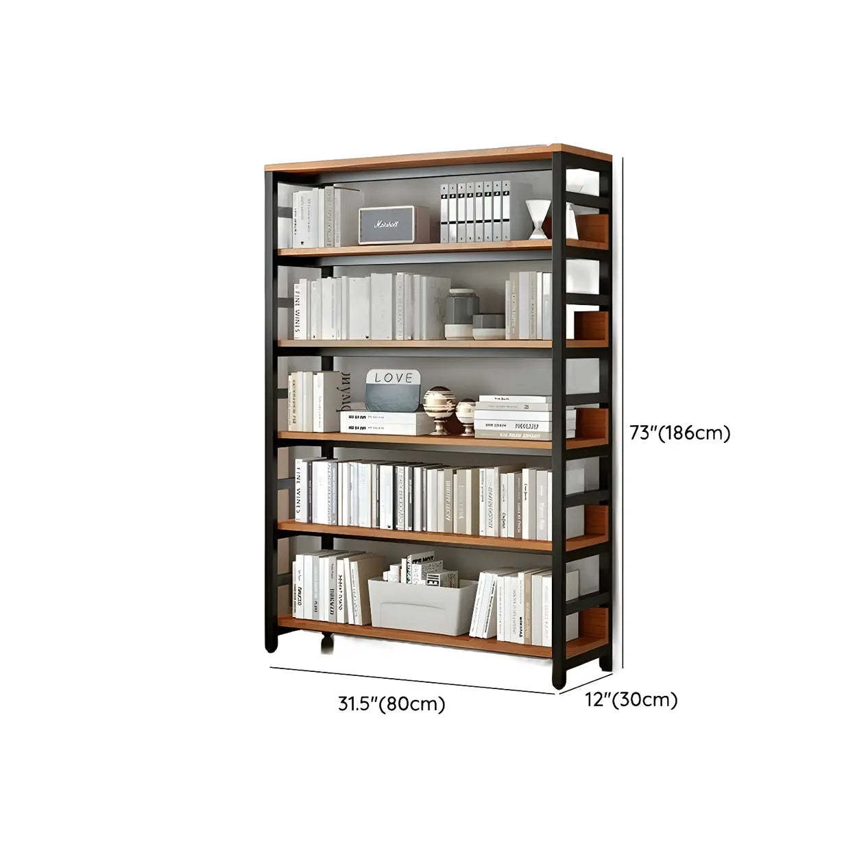 Industrial Metal Open-Back Bookcase
