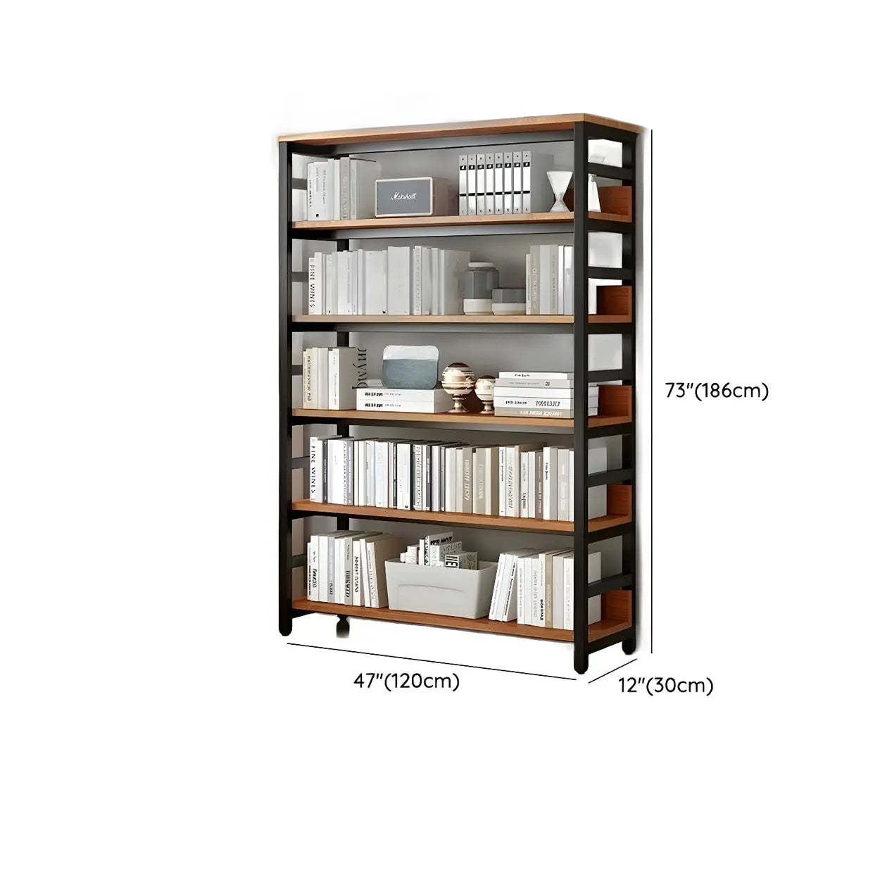 Industrial Metal Open-Back Bookcase