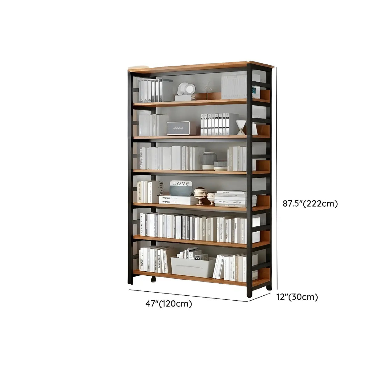 Industrial Metal Open-Back Bookcase