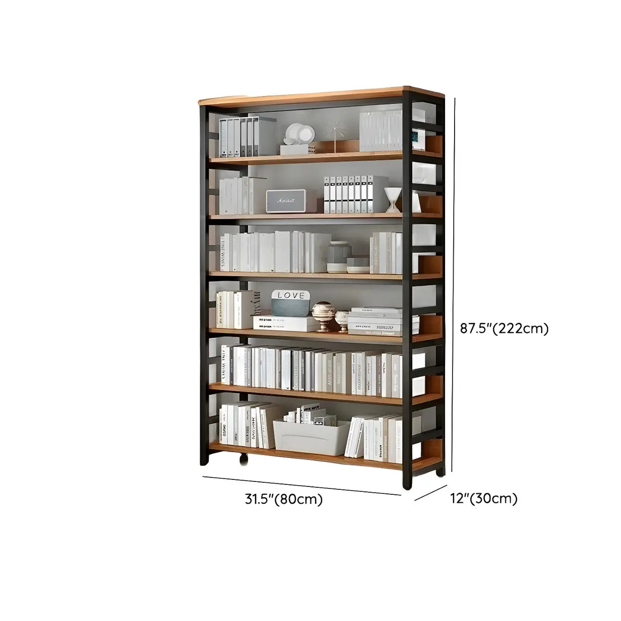 Industrial Metal Open-Back Bookcase