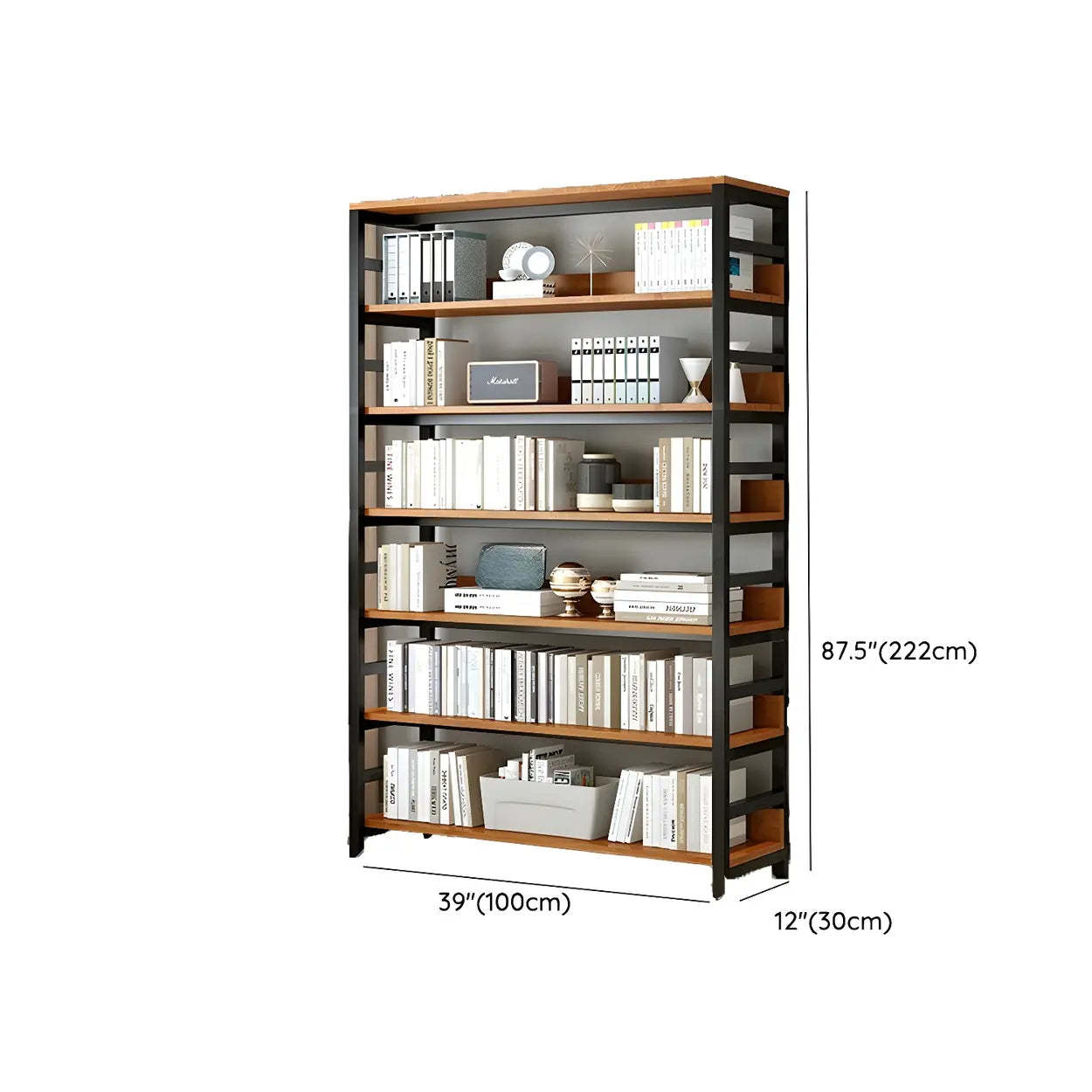 Industrial Metal Open-Back Bookcase