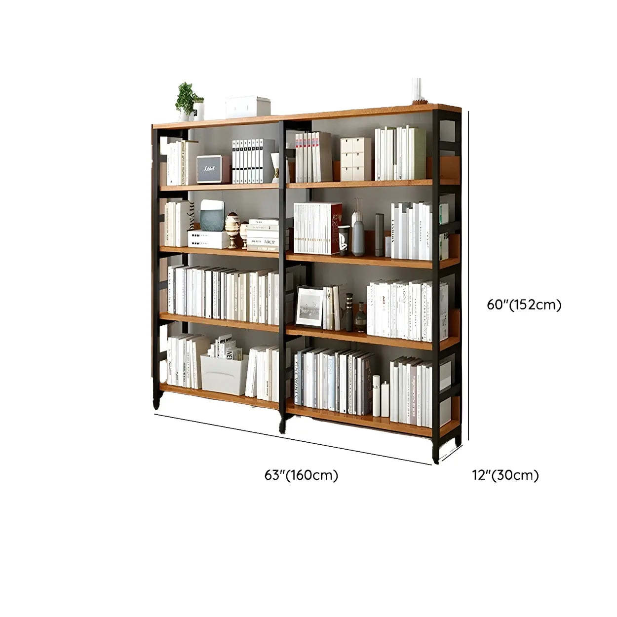 Industrial Metal Open-Back Bookcase