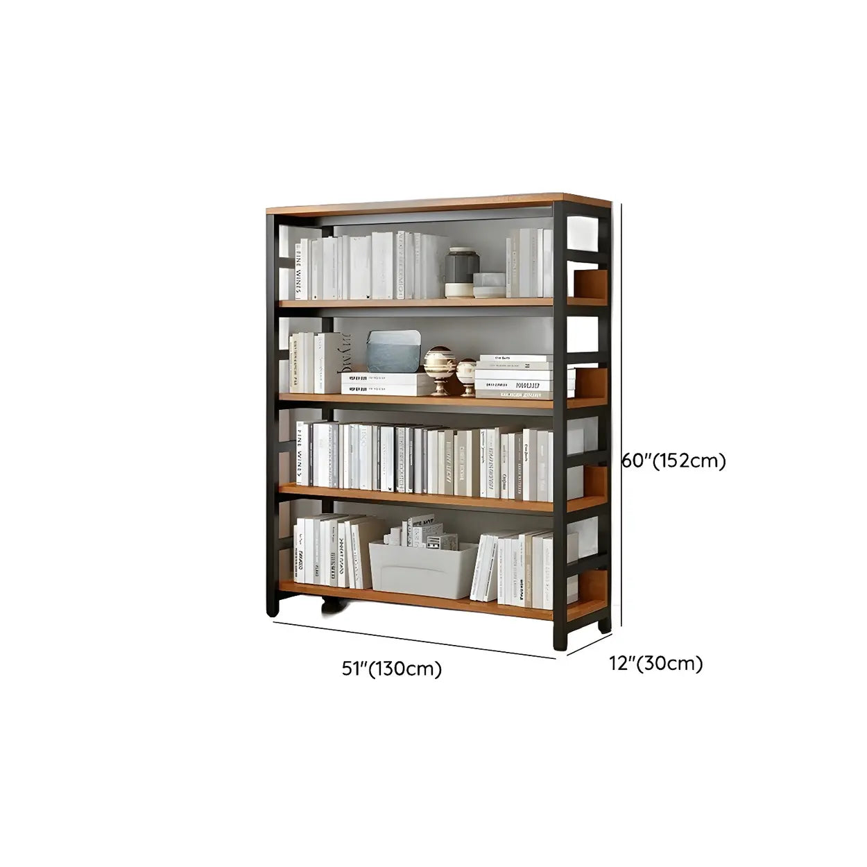 Industrial Metal Open-Back Bookcase