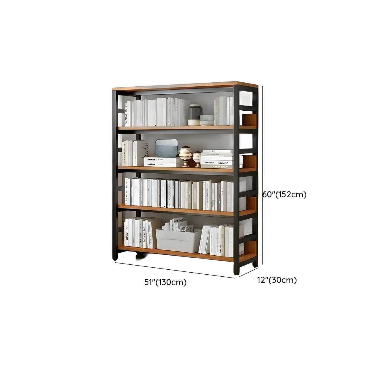 Industrial Metal Open-Back Bookcase