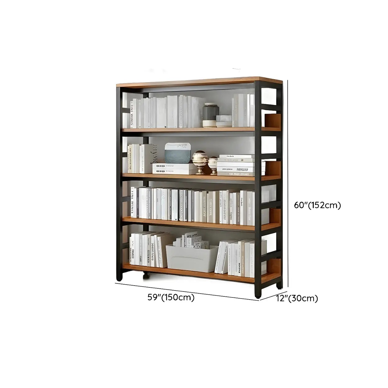 Industrial Metal Open-Back Bookcase