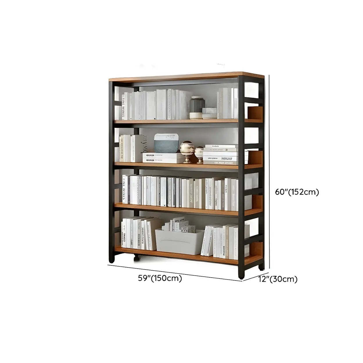Industrial Metal Open-Back Bookcase