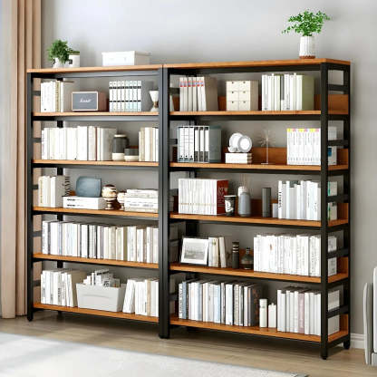 Industrial Metal Open-Back Bookcase