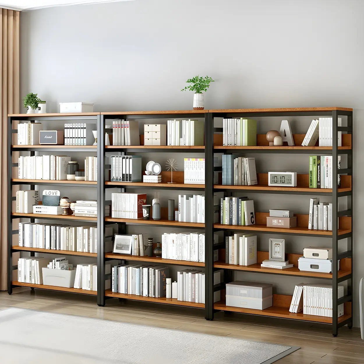 Industrial Metal Open-Back Bookcase