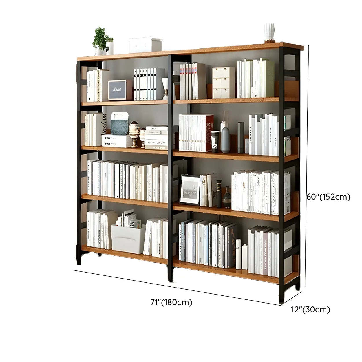 Industrial Metal Open-Back Bookcase