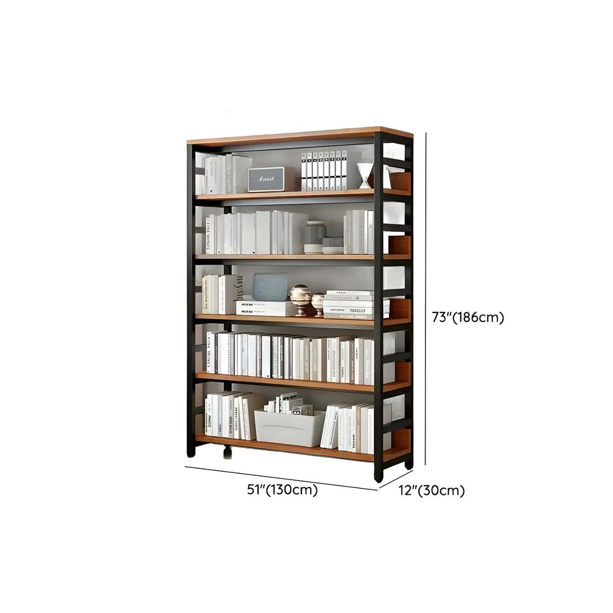 Industrial Metal Open-Back Bookcase