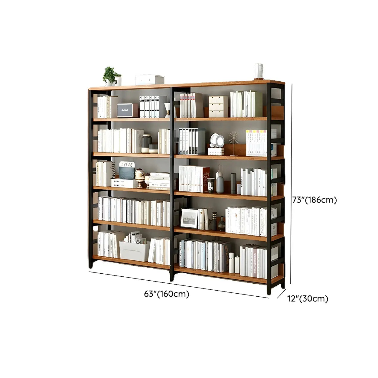 Industrial Metal Open-Back Bookcase