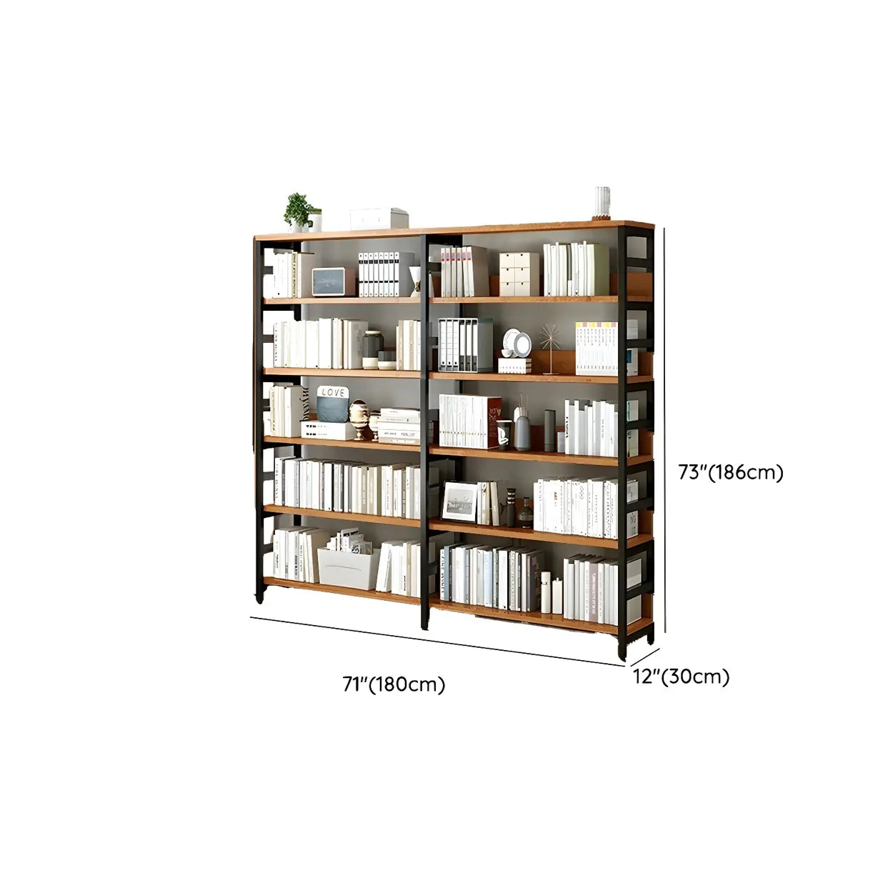 Industrial Metal Open-Back Bookcase