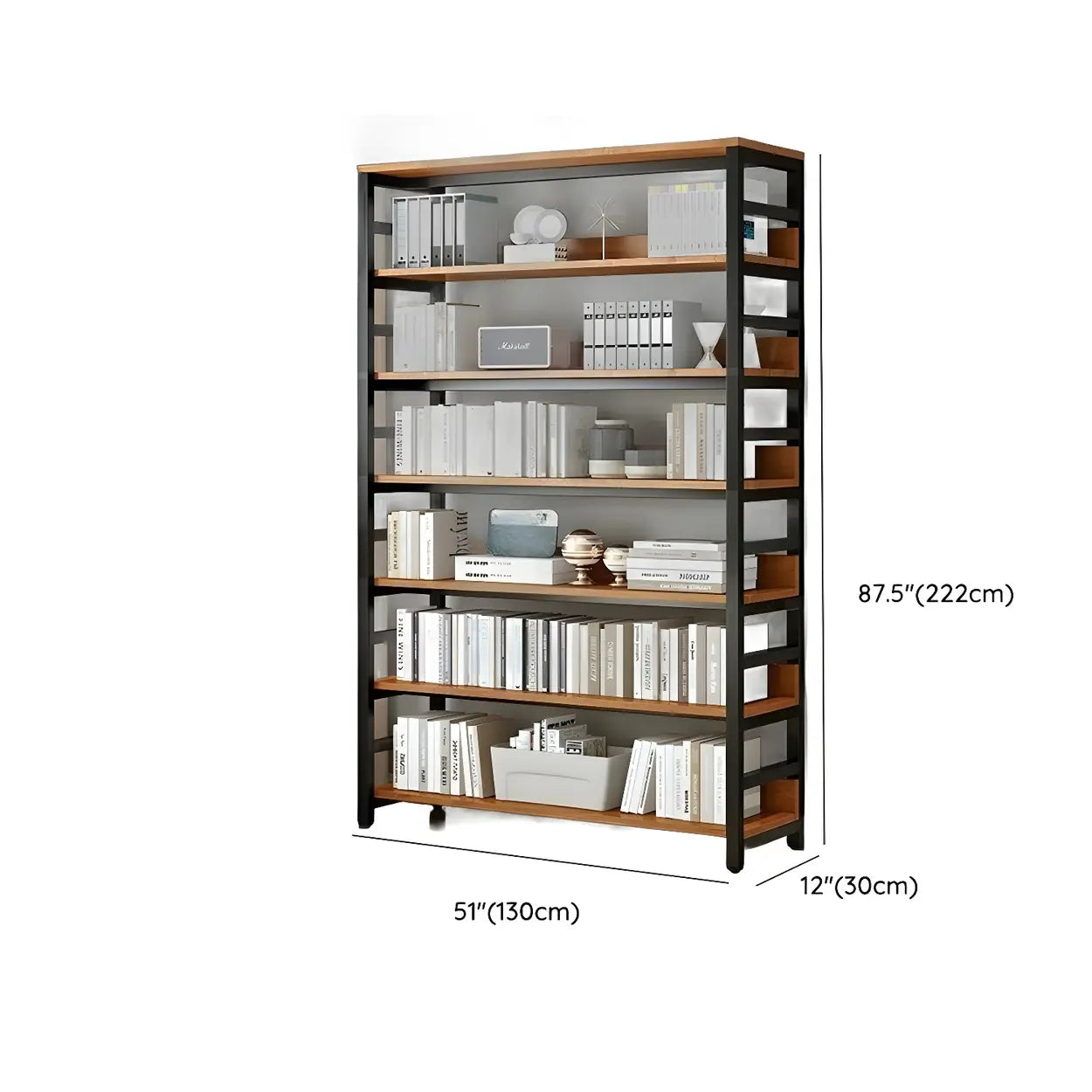 Industrial Metal Open-Back Bookcase