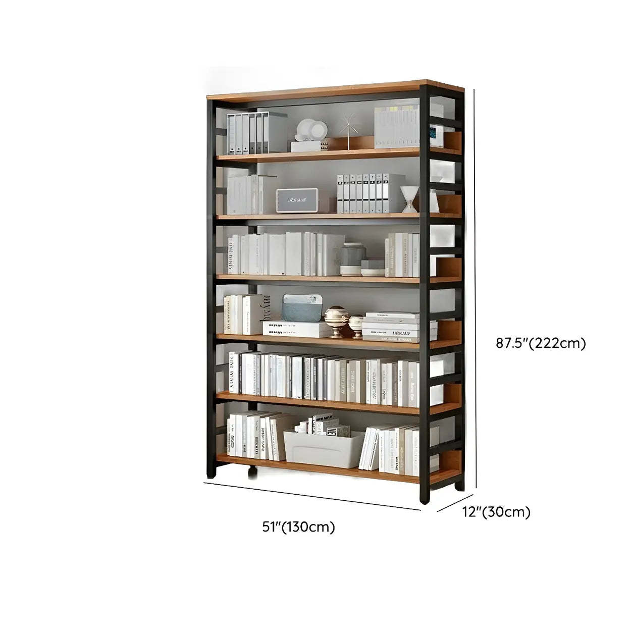 Industrial Metal Open-Back Bookcase