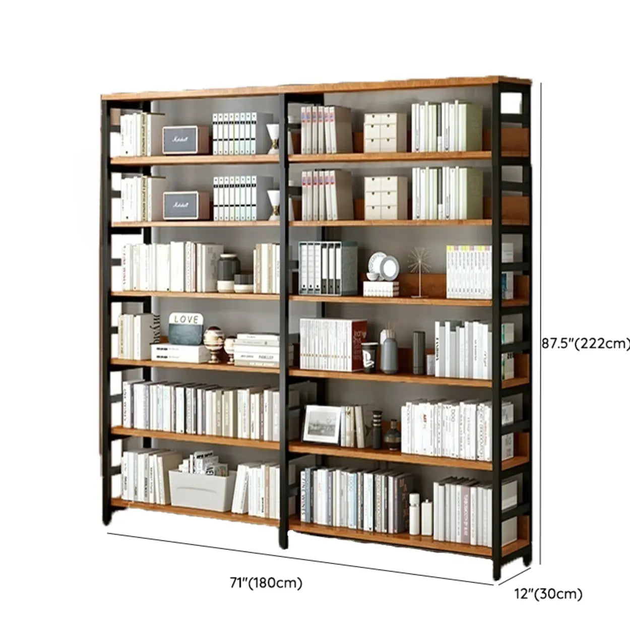 Industrial Metal Open-Back Bookcase