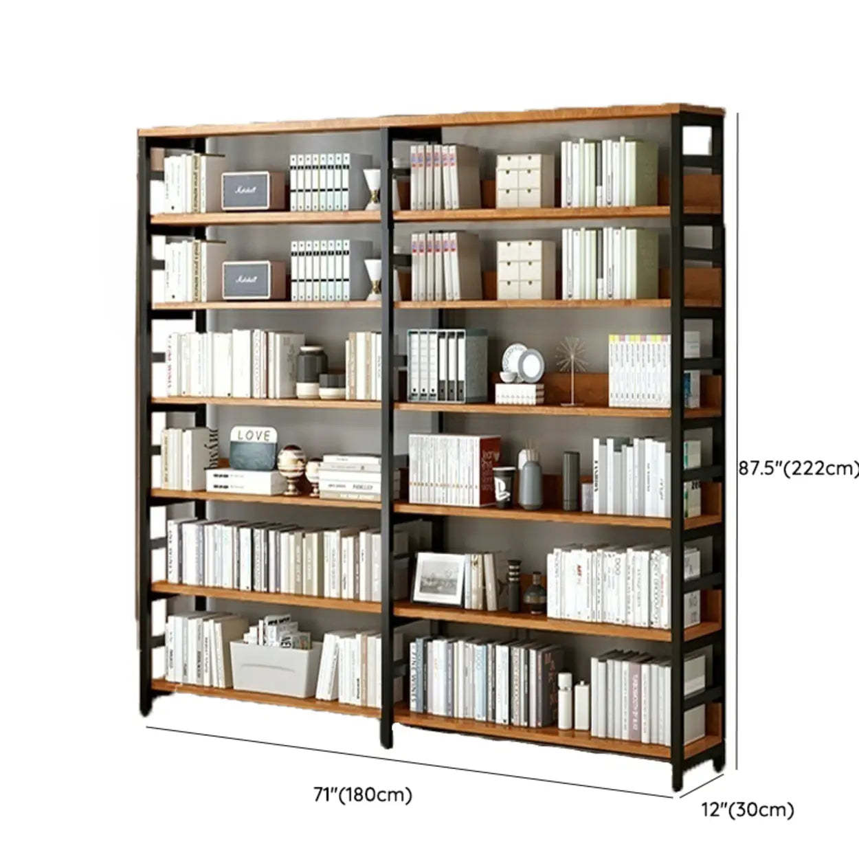 Industrial Metal Open-Back Bookcase