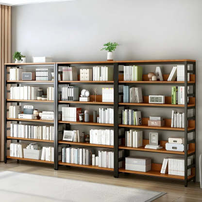 Industrial Metal Open-Back Bookcase