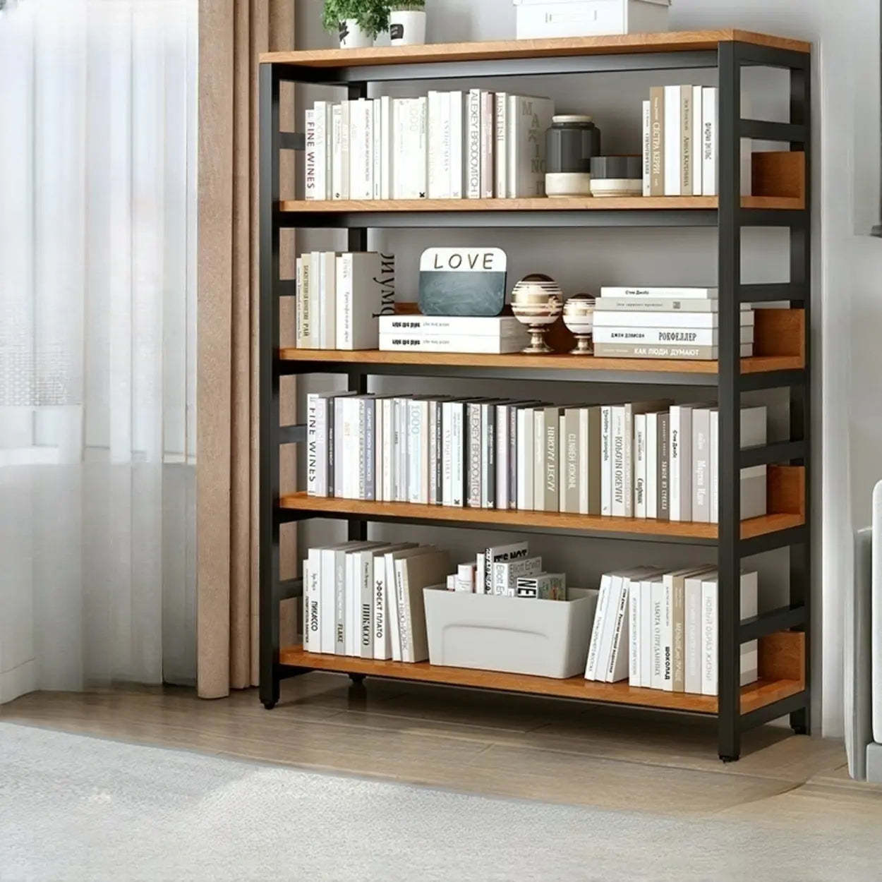 Industrial Metal Open-Back Bookcase