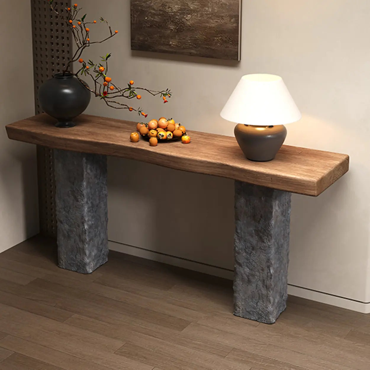 Industrial Narrow Wood Entryway Console Table