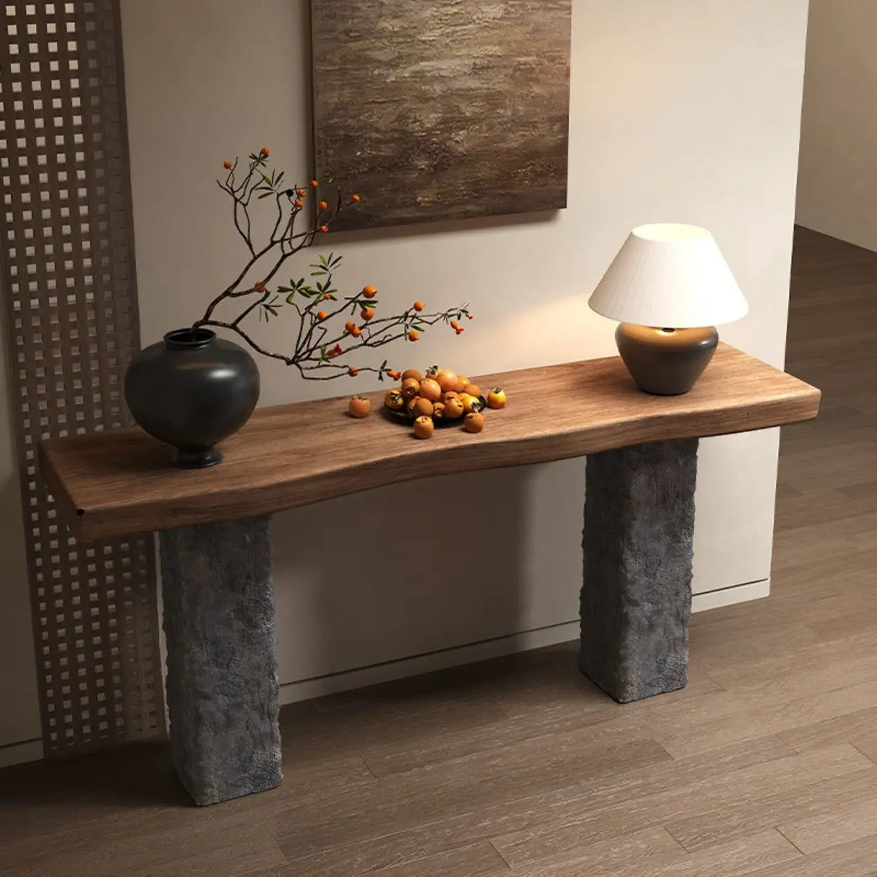 Industrial Narrow Wood Entryway Console Table