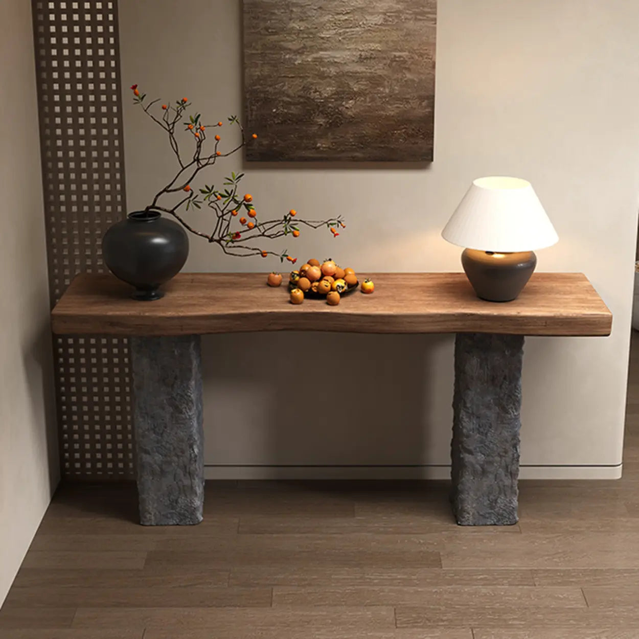 Industrial Narrow Wood Entryway Console Table