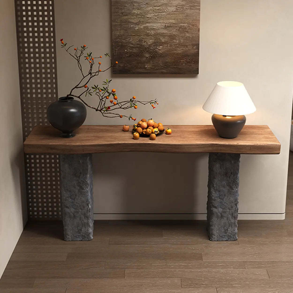 Industrial Narrow Wood Entryway Console Table