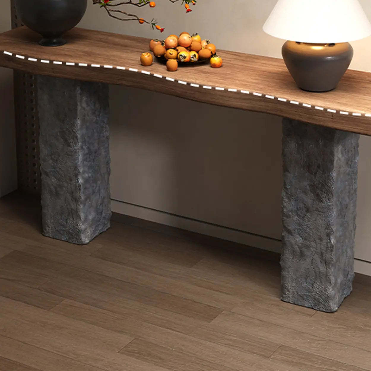 Industrial Narrow Wood Entryway Console Table