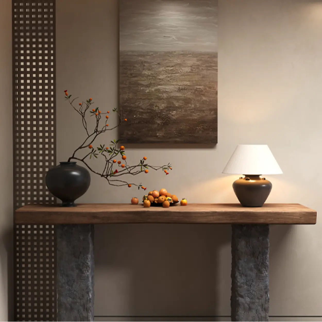 Industrial Narrow Wood Entryway Console Table