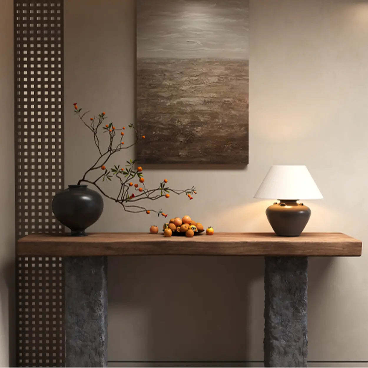Industrial Narrow Wood Entryway Console Table