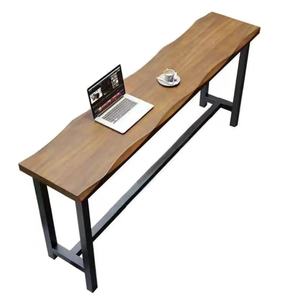 Industrial Natural Edge Brown Wood Bar Table — Table Only