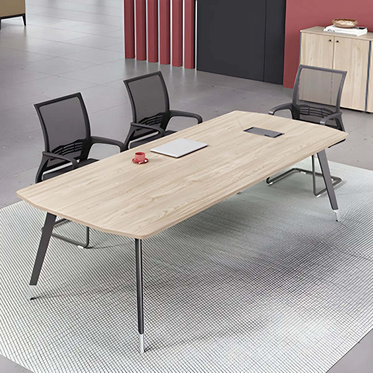 Industrial Natural Curved Conference Table for 10