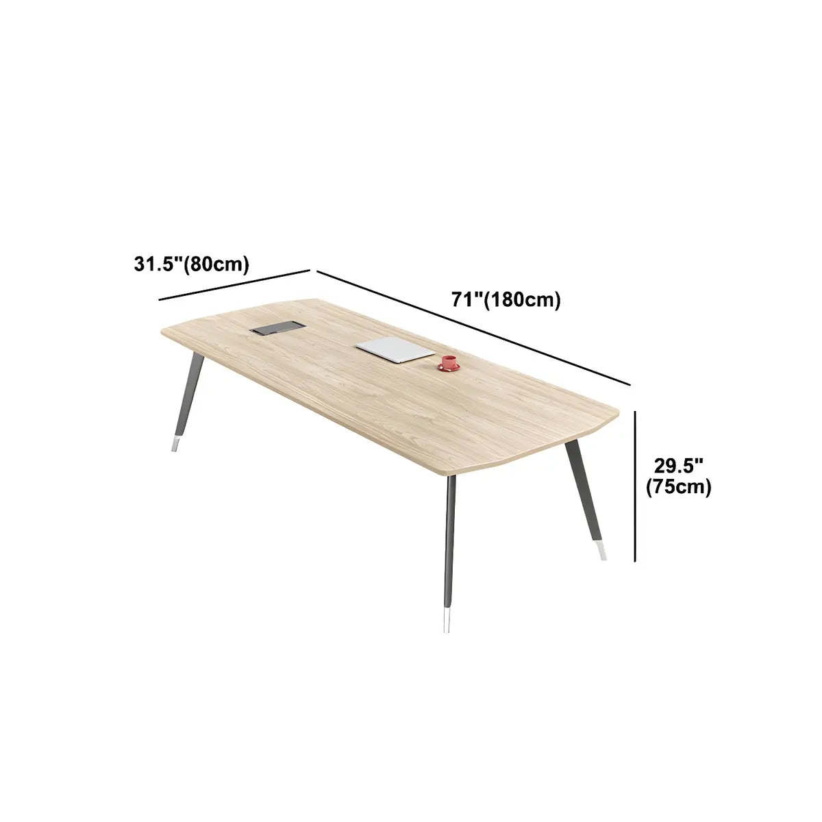 Industrial Natural Curved Conference Table for 10