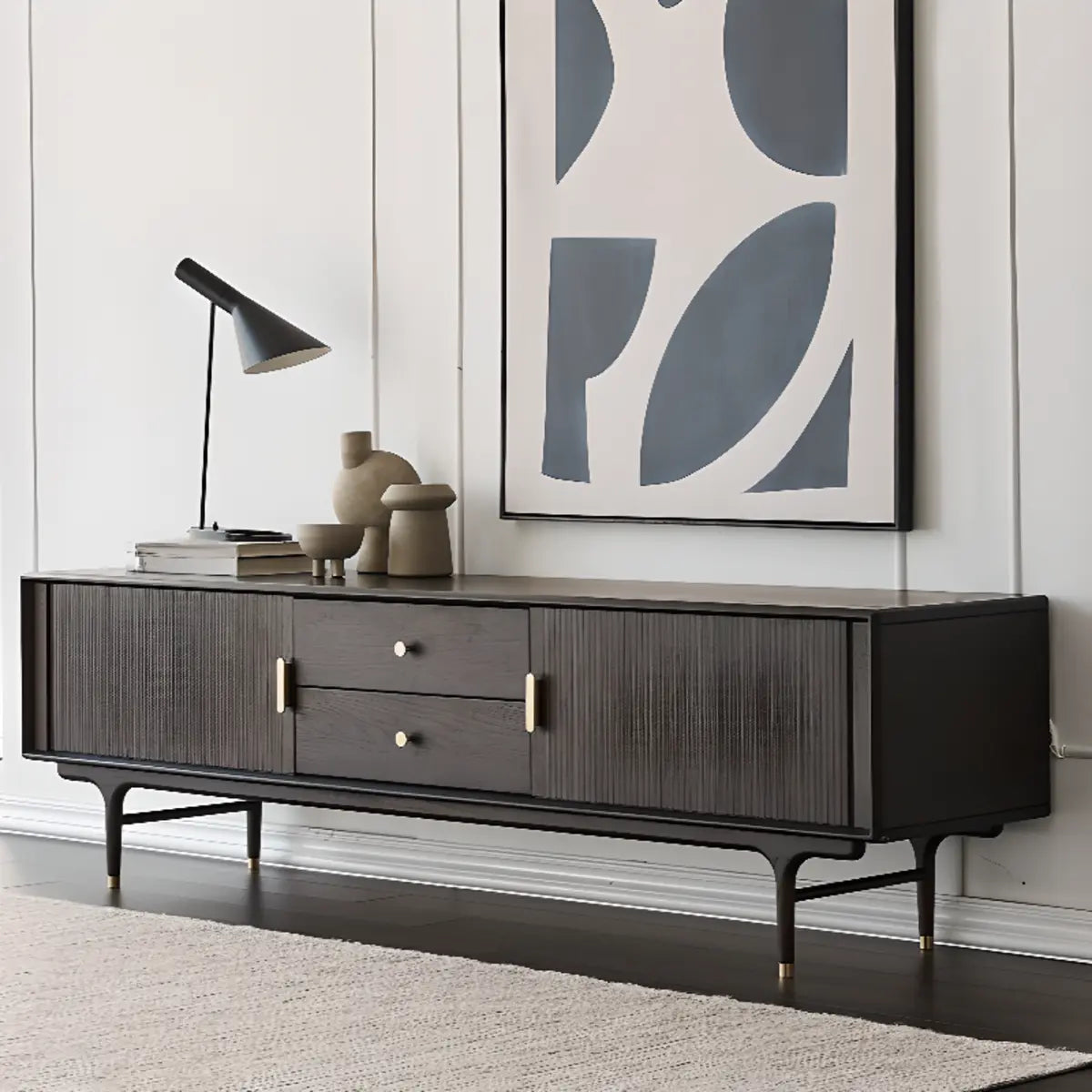 Industrial Oak Wood Enclosed Long TV Stand