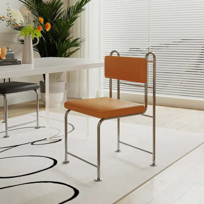 Industrial Faux Leather Open-Back Dining Chair — Faux Leather / White