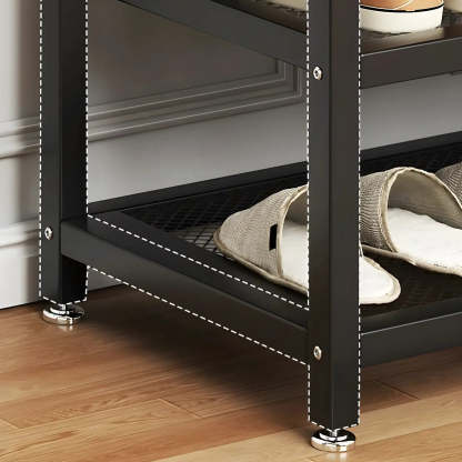 Industrial Upholstered Storage Entryway Bench — Orange