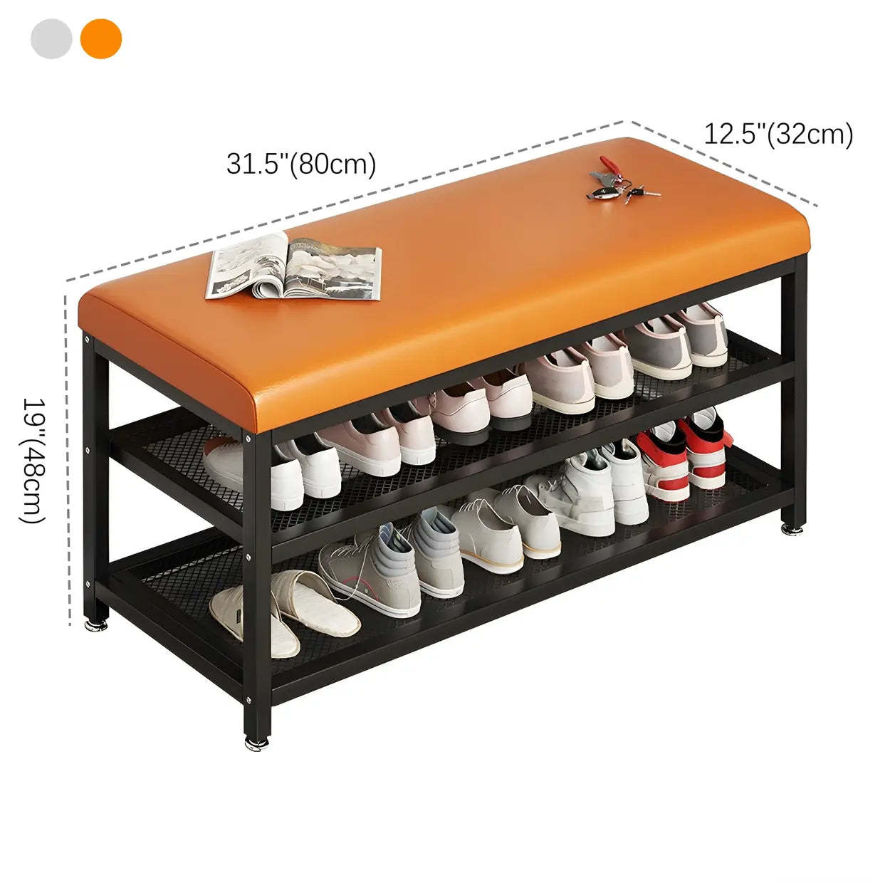 Industrial Upholstered Storage Entryway Bench