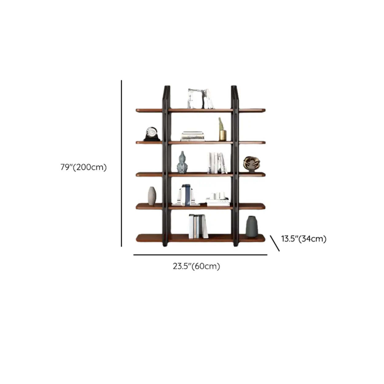 Industrial Pine Black Frame Etagere Large Bookshelf